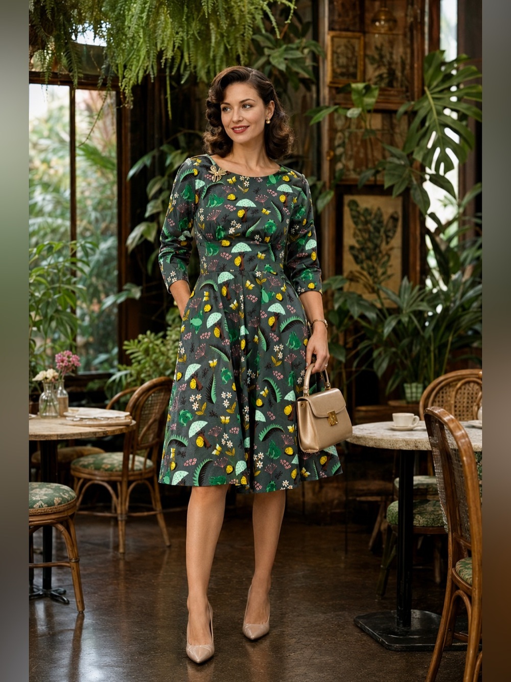 Frog Print Long Sleeve Dress by Eva Rose